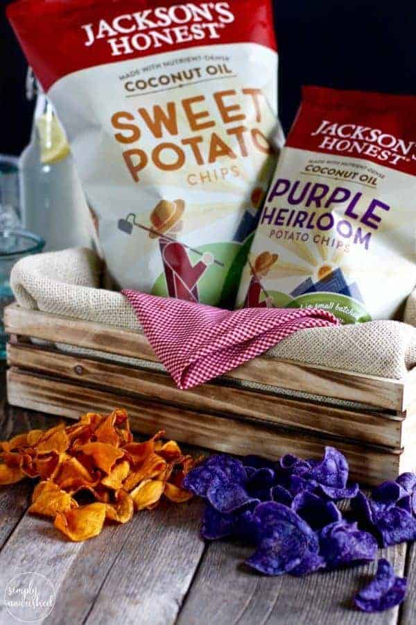 Jackson's Honest Chips The perfect accompaniment to Bison Burger with Grilled Pineapple and Sriracha Aioli