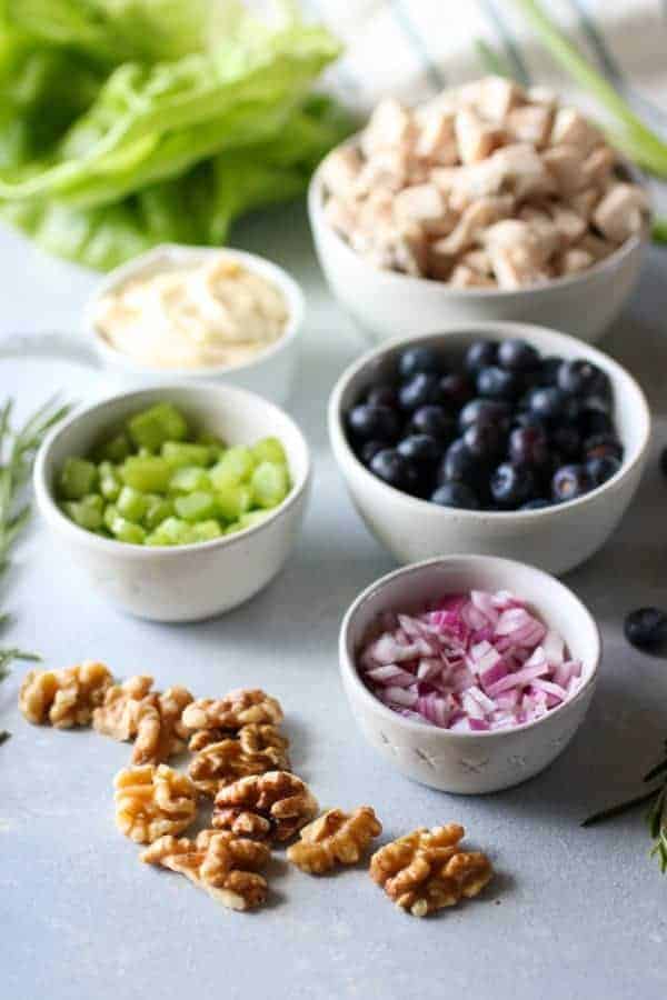 Ingredients for Blueberry Chicken Salad with Rosemary