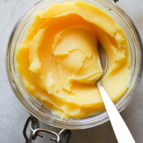 A jar of homemade ghee.