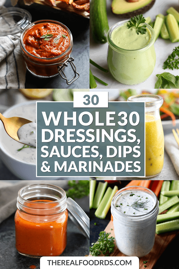 Short Pin Image for 30 Whole30 Dressings, Sauces, Dips, & Marinades