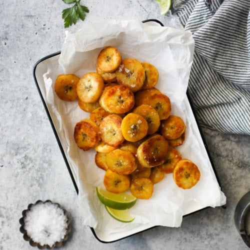 Fried Plantains topped with flakey sea salt