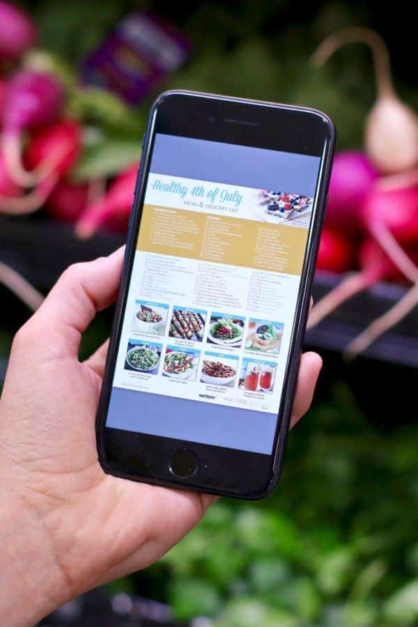 Healthy 4th of July shopping list viewed on an iPhone