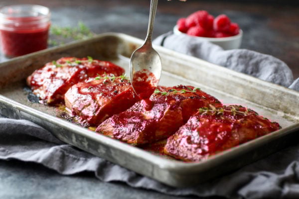 Raspberry Balsamic Glazed Salmon