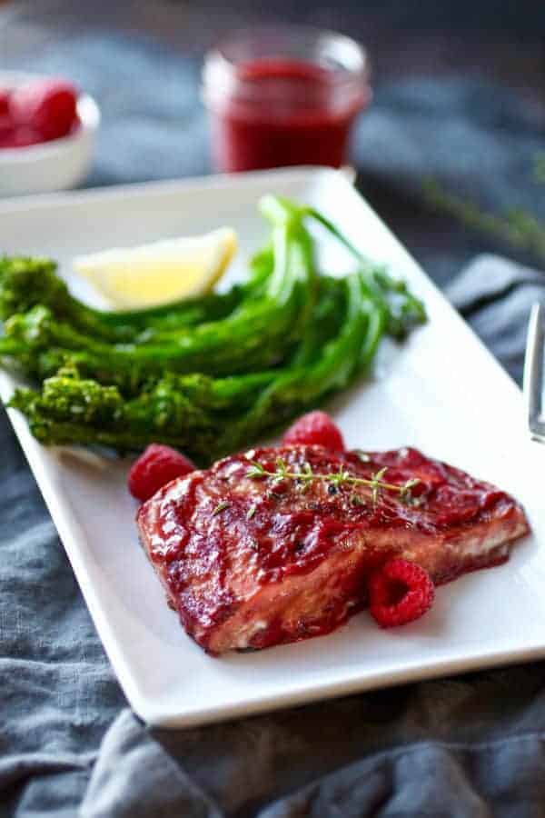 Raspberry Balsamic Glazed Salmon