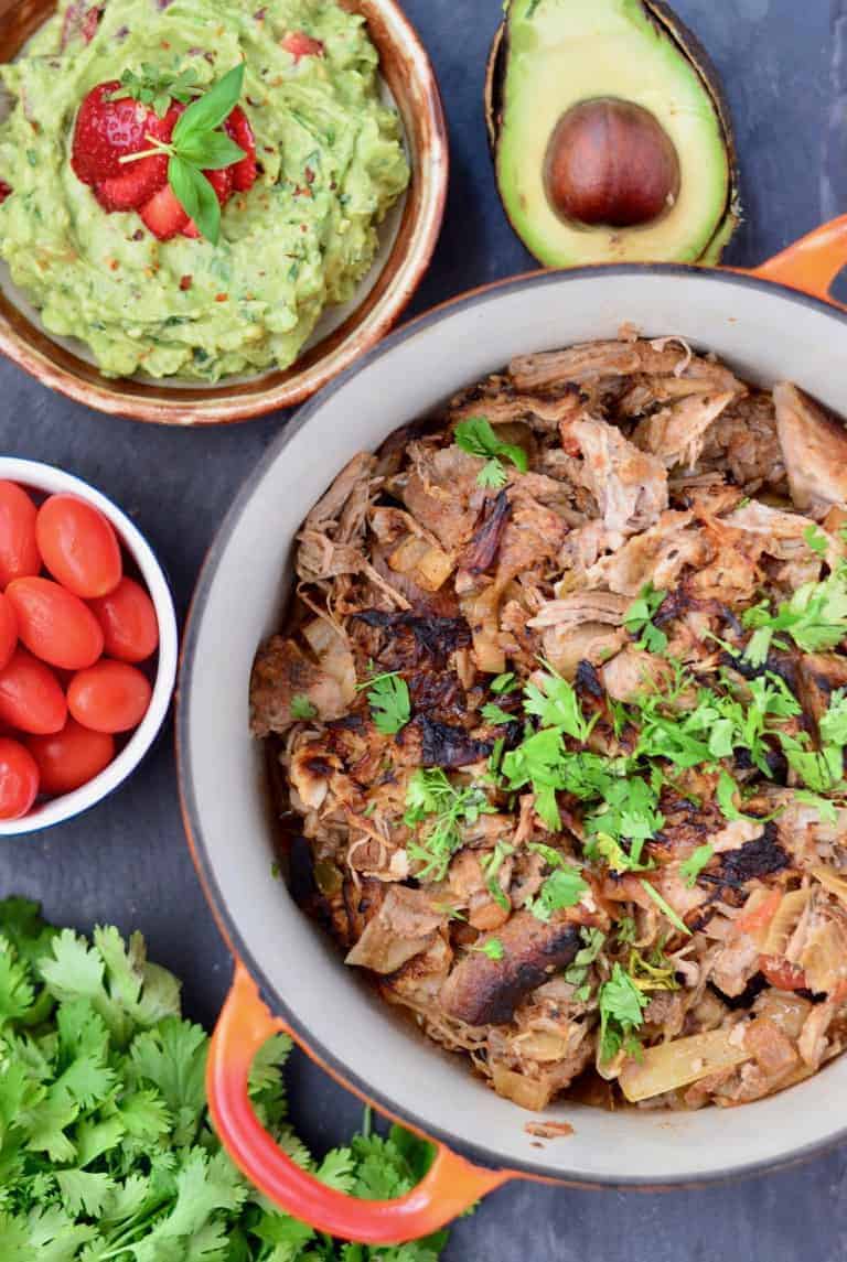 Aerial View of Slow Cooker Carnitas