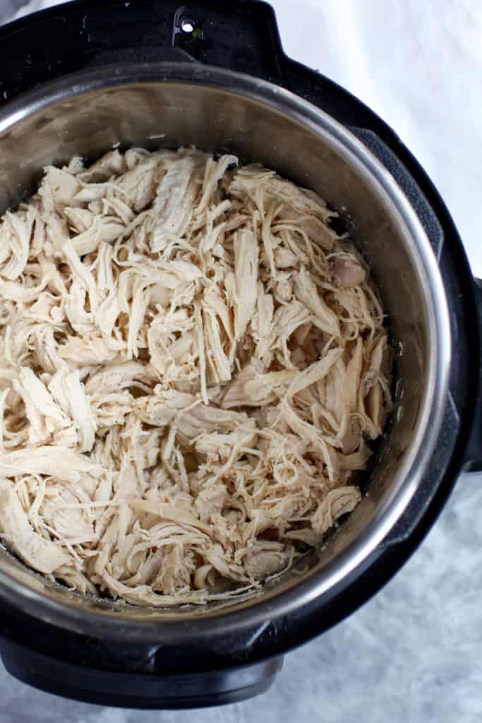 Easy Instant Pot Shredded Chicken inside an instant pot
