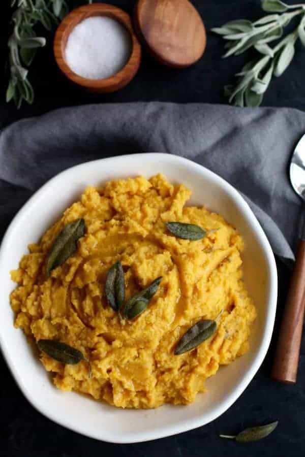 Cauliflower Butternut Squash Mash with Sage | butternut squash recipes | easy butternut squash recipe | whole30 side dish | gluten-free side dish | dairy-free side dish | paleo side dish || The Real Food Dietitians #whole30recipes #whole30sides #glutenfreesides #paleorecipe 