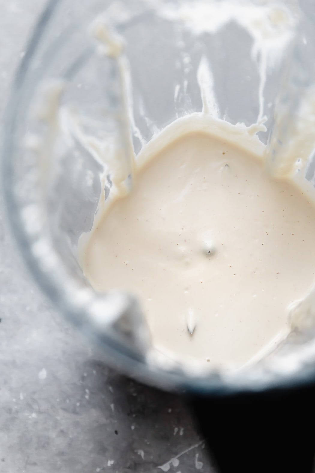 Freshly blended Dairy-Free Alfredo sauce in a blender