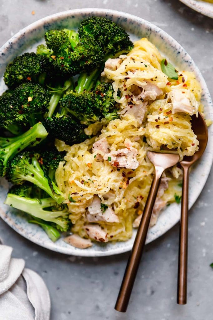 Dairy-Free Spaghetti Squash Chicken Alfredo