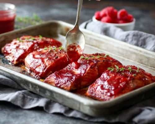 Raspberry Balsamic Glazed Salmon
