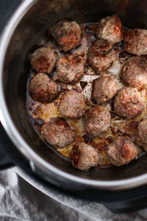 meatballs sautéing in instant pot