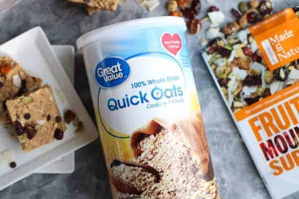 A variety of ingredients for No-Bake Fruit & Nut Granola Bars