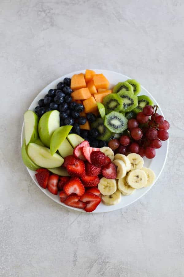 mixed fruit on white plate for #800g Challenge