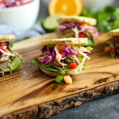 Slow Cooker Citrus Herb Pork Sliders with Pineapple Salsa Slaw