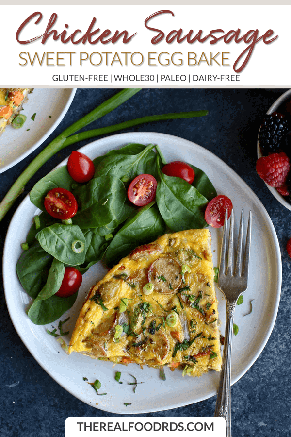 Short pin image for Sweet Potato Chicken Sausage Egg Bake