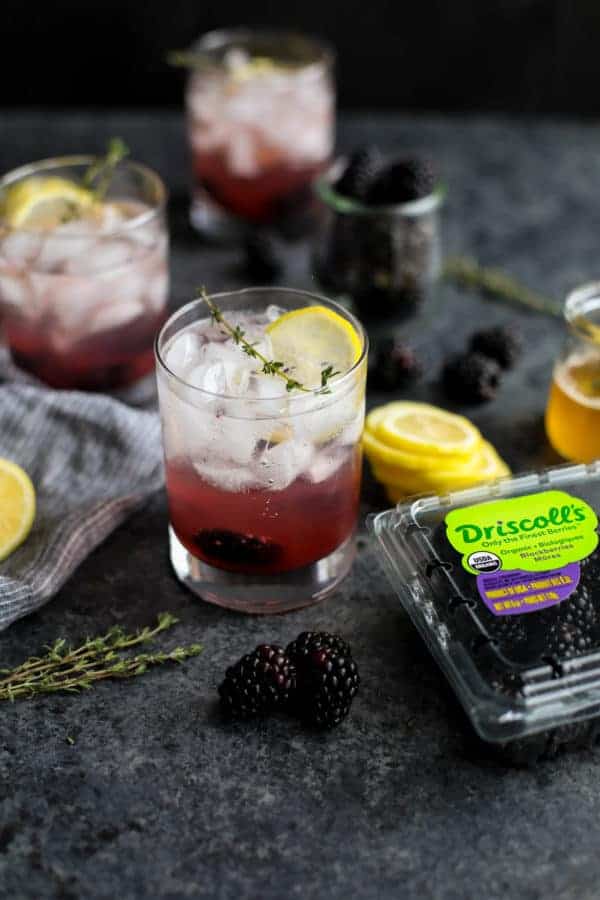 Blackberry Lemon Thyme Sparklers on a table