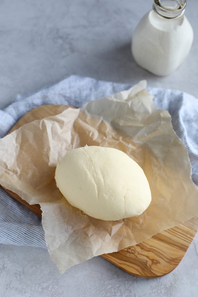 A ball of butter on parchment paper