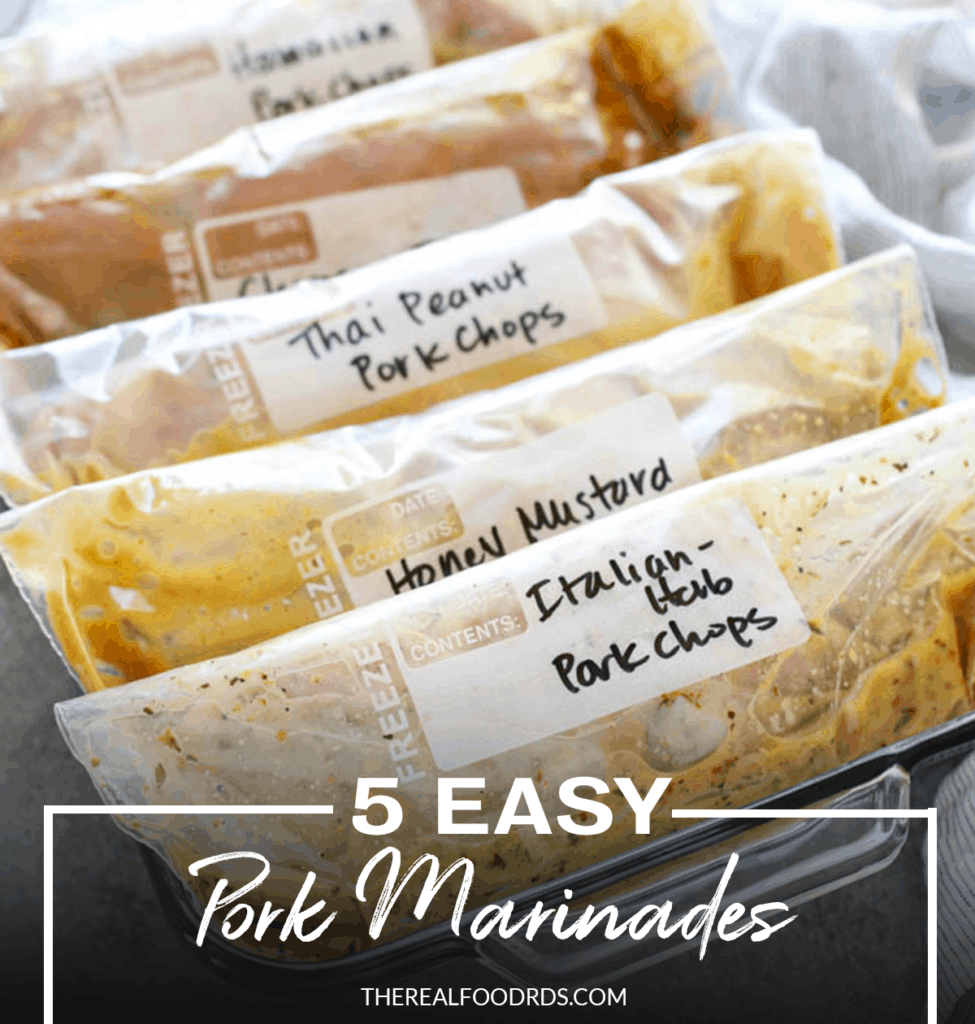 photo collage of 5 Easy Pork Marinades with text overlay