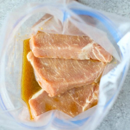 Hawaiian Marinade. One of the 5 pork marinades in a zip-top bag.