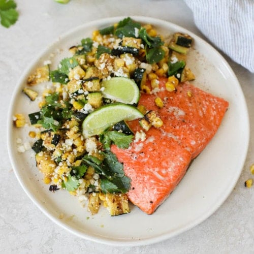 Grilled Salmon with Elote-Style Veggies