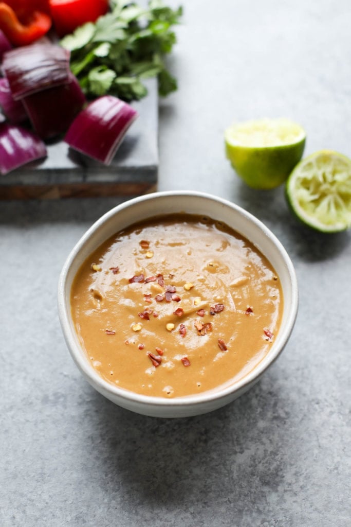 Pork Kebabs with Peanut Sauce, Sauce ready to go