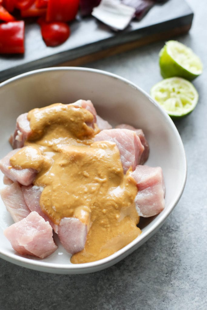 marinating Pork in Peanut Sauce