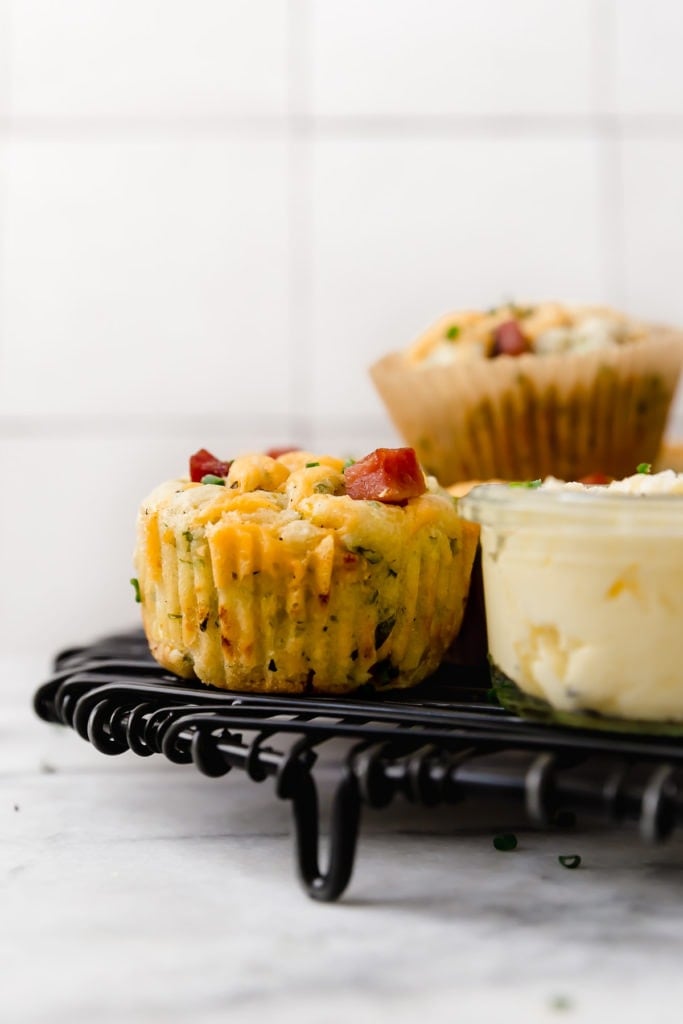 Savory Ham & Cheese Muffins ready to serve