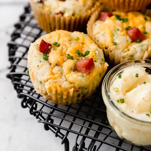 Savory Ham & Cheese Muffins ready to serve