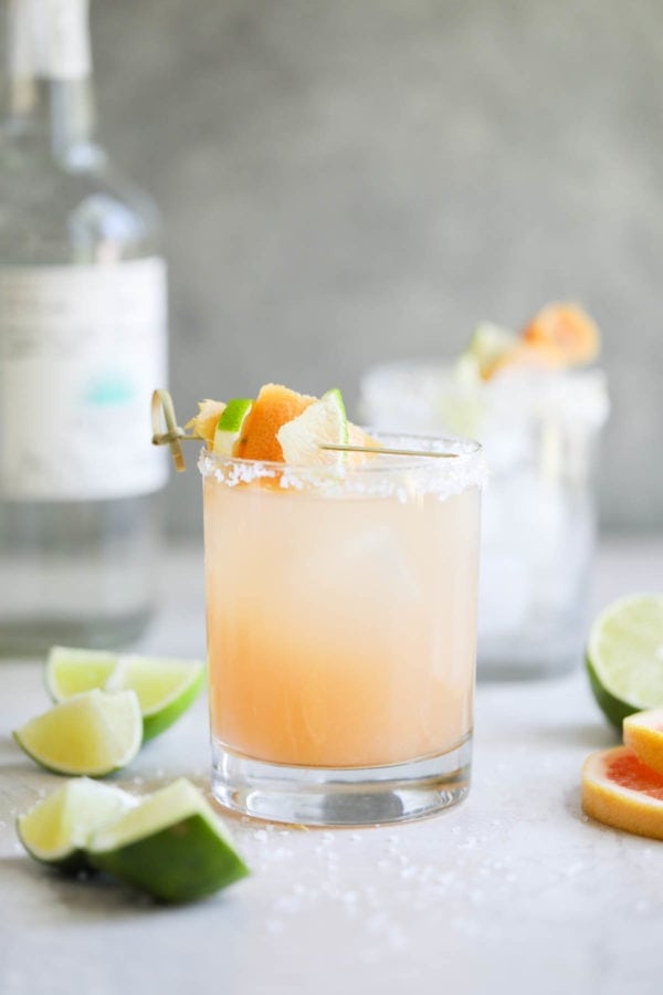 Side view of a Low-Sugar Paloma