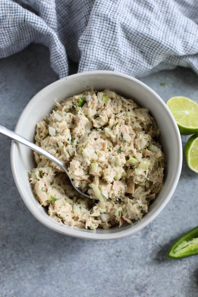 Tuna Melt Quesadillas Ingredients Mixed Together