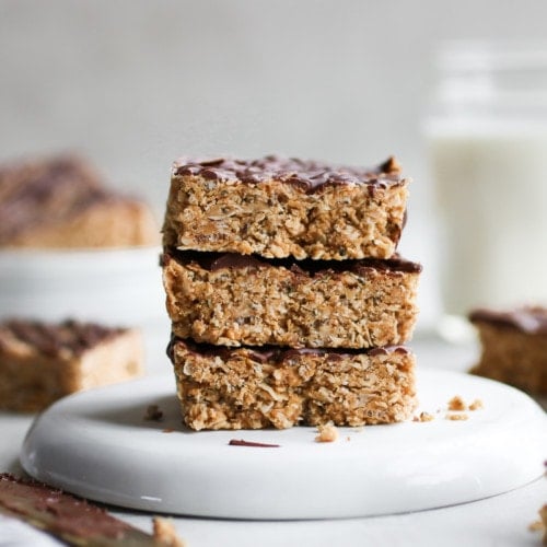 A stack of No-Bake Peanut Butter Crunch Bars