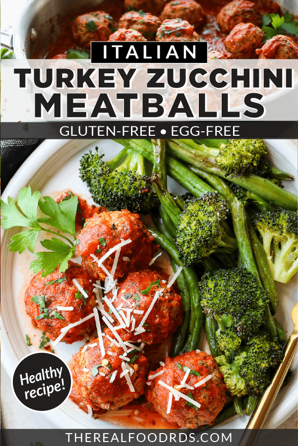 Pin image for Italian Turkey Zucchini Meatballs (Oven-Baked)