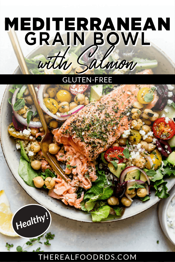 Photo of Mediterranean Bowl with Salmon with text overlay