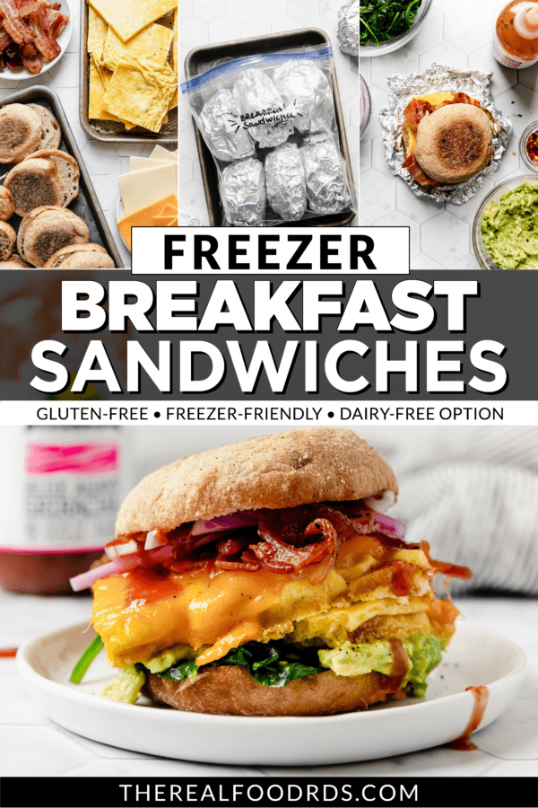 images of Make-Ahead Freezer Breakfast Sandwiches with text overlay