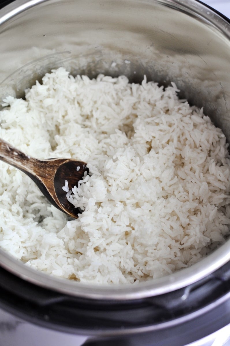 freshly cooked Jasmine Rice in an instant pot