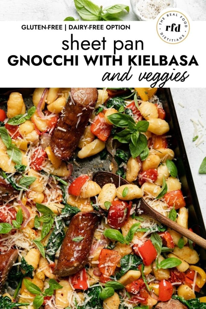 Sheet Pan Gnocchi with Kielbasa and Vegetables photo with text overlay