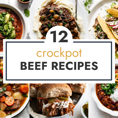 Collage of crockpot beef recipes with text overlay
