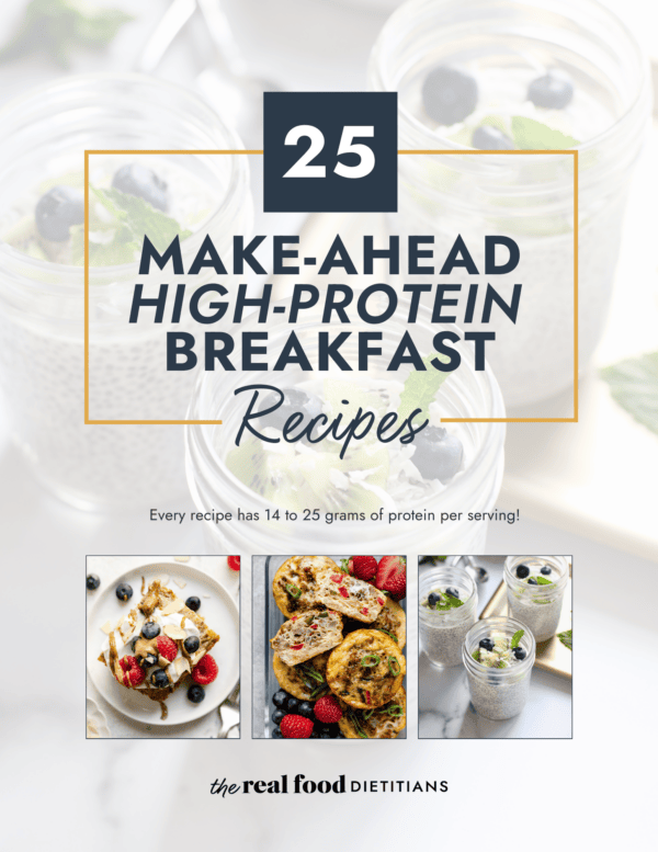 Images of make ahead high protein breakfasts with text overlay