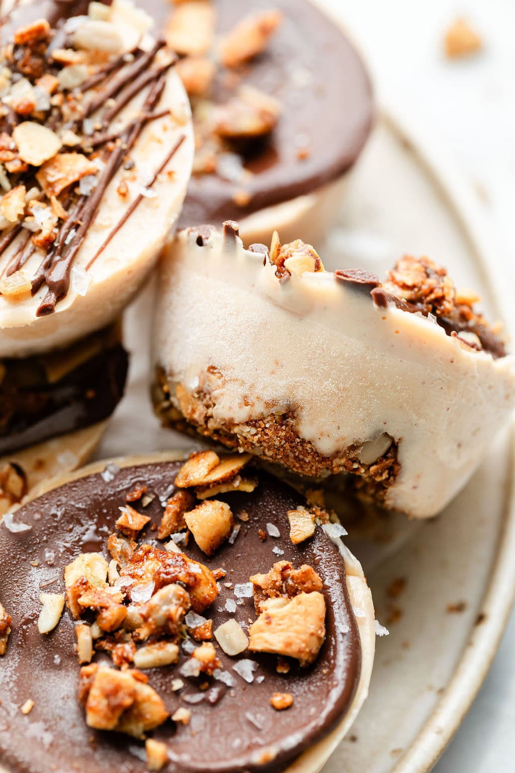 Close up view of a stack of Frozen Yogurt Peanut Butter Cups.