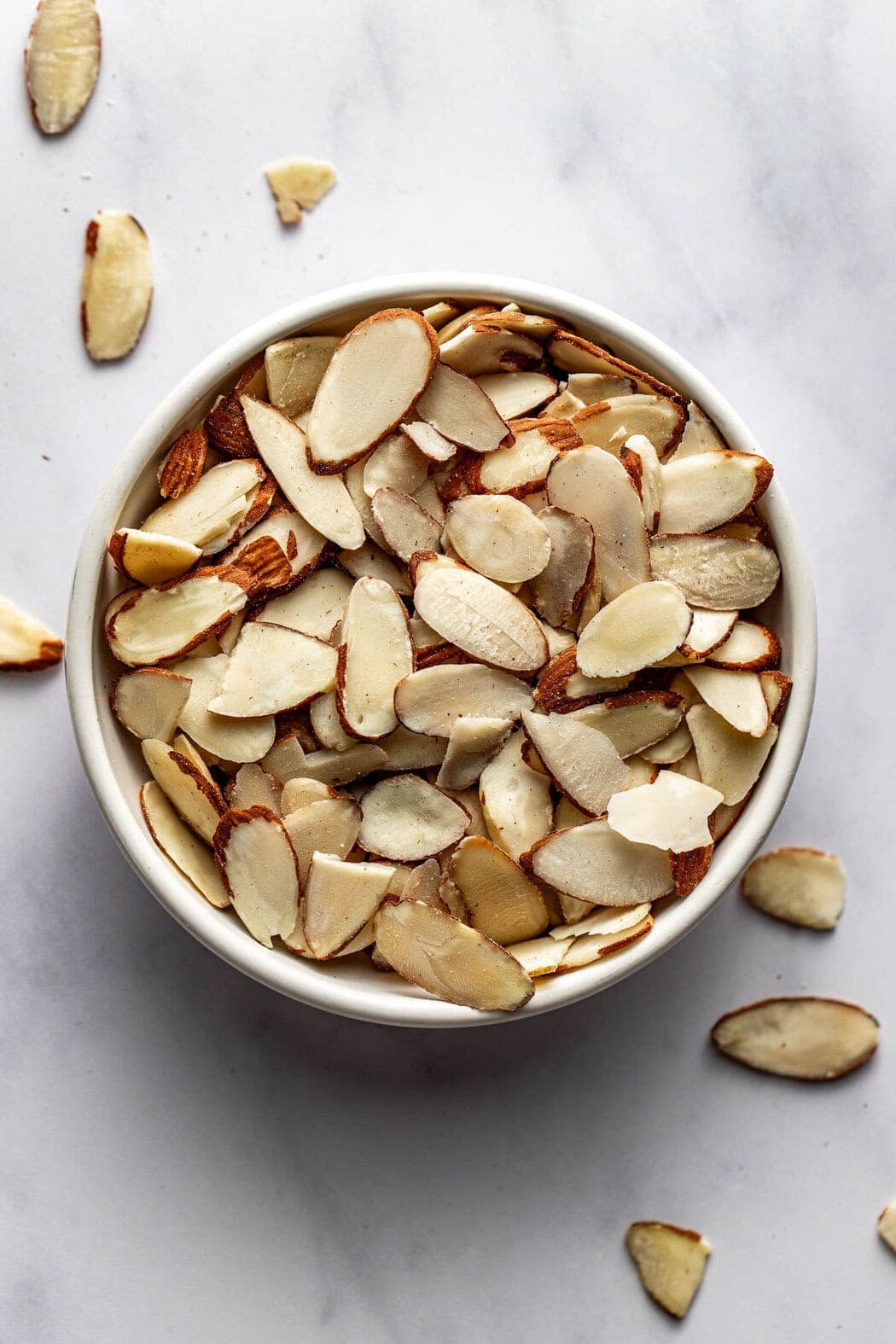 A bowl of almond slivers.